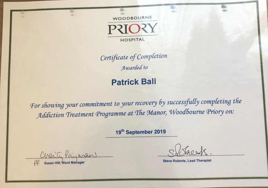 Addiction Treatment Programme Certificate